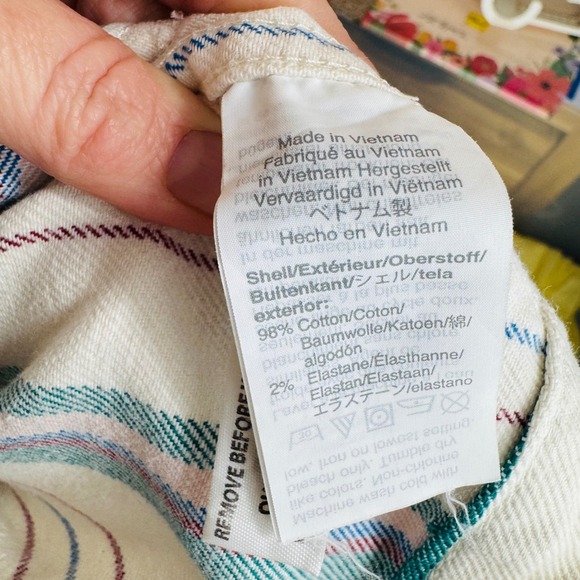 Madewell Cream Striped High-Rise Wide-Leg Crop Pants Size 27 Coastal Nautical - Picture 8 of 8